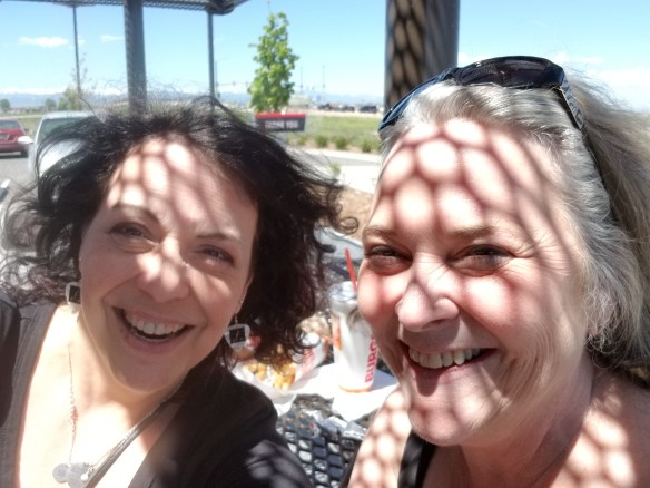 DeeDee Lake and Susan M. Baganz at Wendy’s after deciding to become writing partners